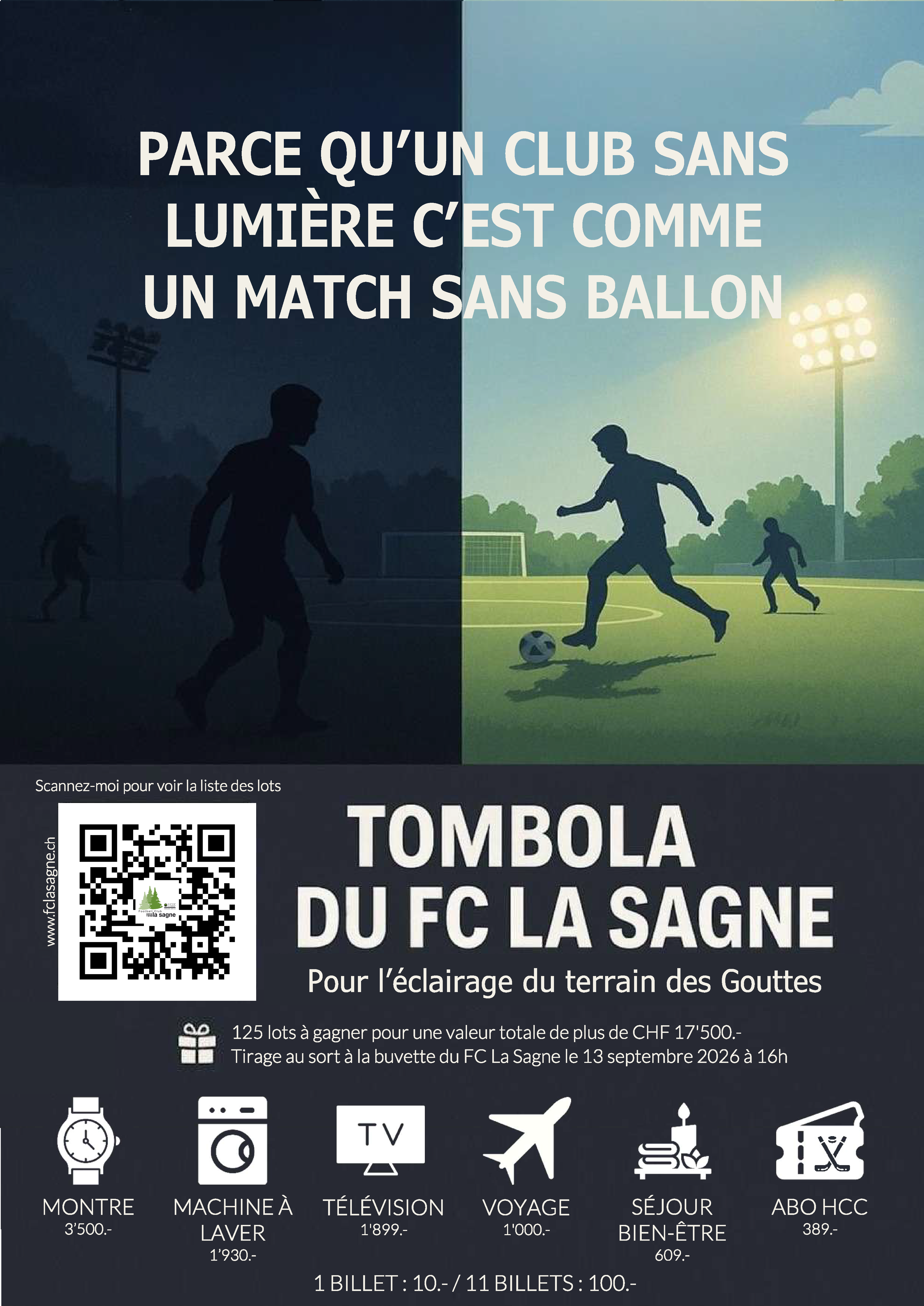 Affiche de la tombola du FC La Sagne